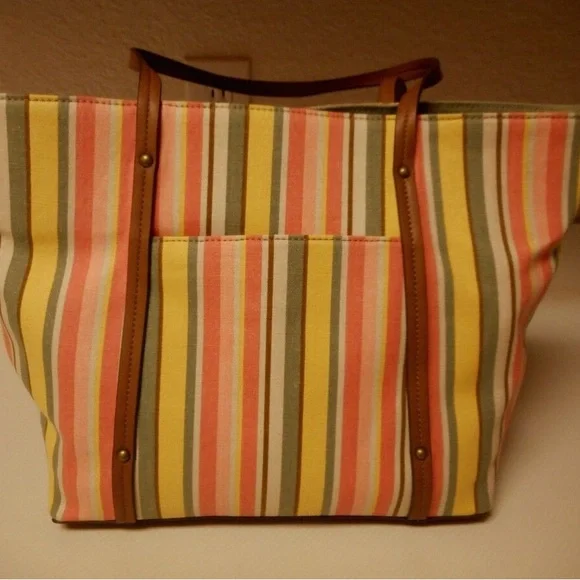 St Johns Bay Shoulder purse Striped Multicolor Tote Bag Beach - Picture 14 of 16